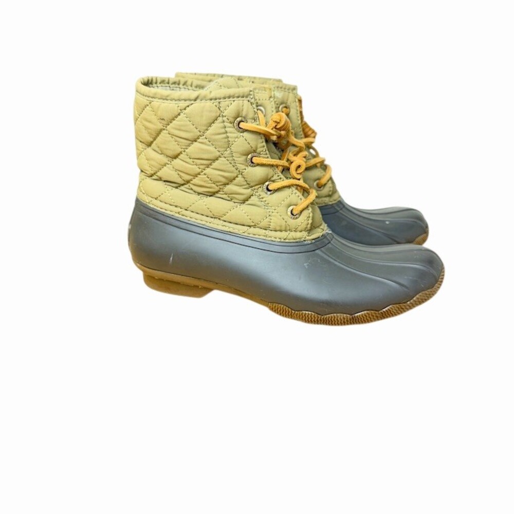 Sperry Saltwater Duck Boots 6.5 | Olive Quilted Waterproof Rain Boot